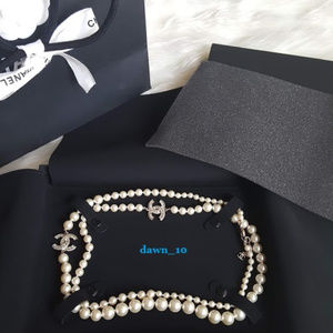 Chanel Crystal CC Graduated Pearl Necklace, Gold
